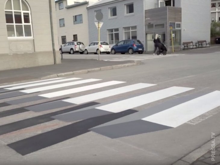 3D пешеходные переходы заставляют водителей притормаживать 