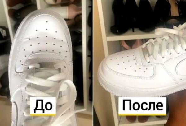 Девушка показала, как разгладить складки на кроссовках, и это какая-то магия Интересное